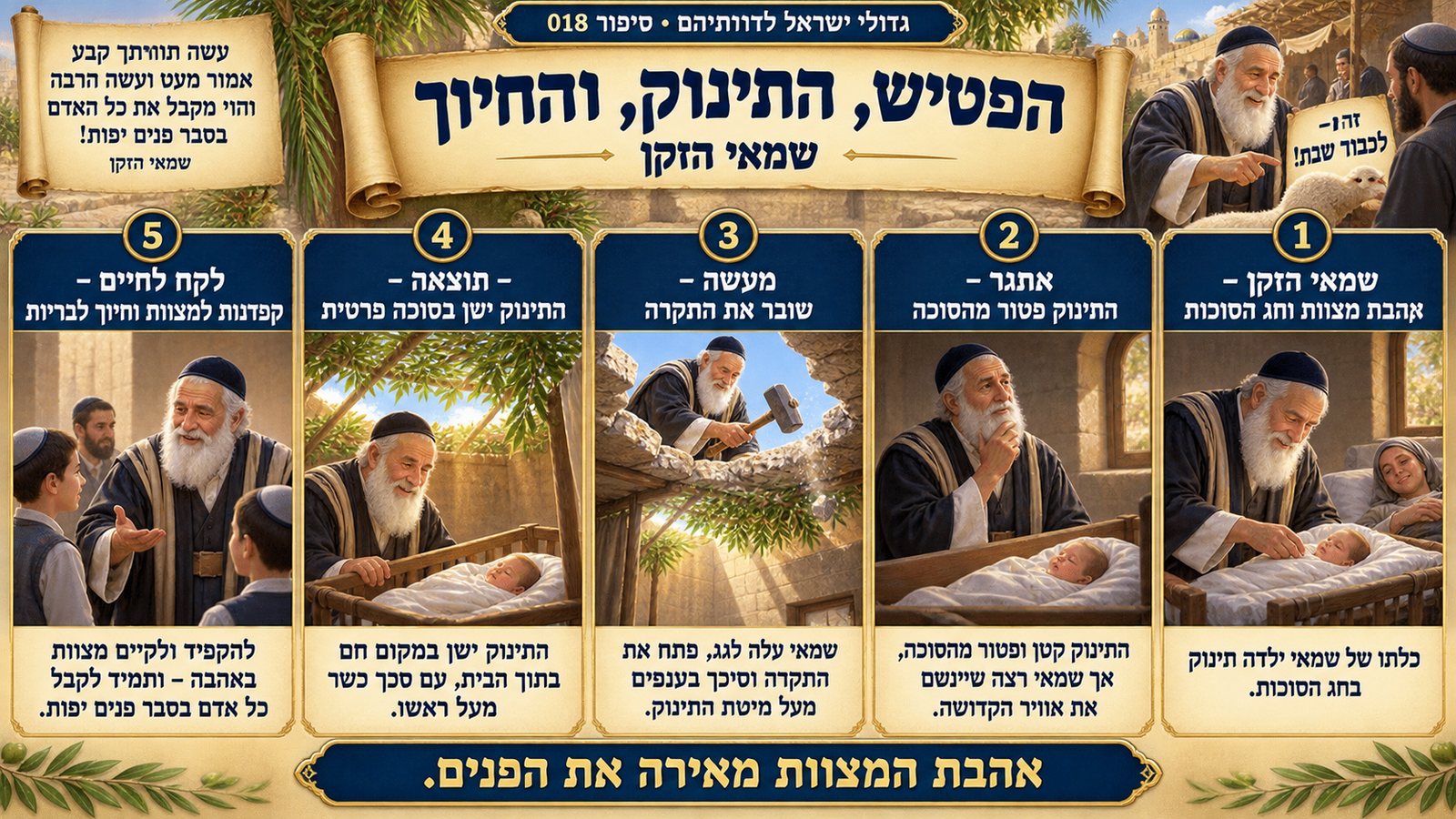 תמונת סיכום — שמאי הזקן: הפטיש, התינוק, והחיוך
